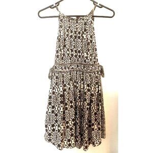 Free People Womens Dress Sleeveless Spaghetti Straps Black Beige Pattern Size XS